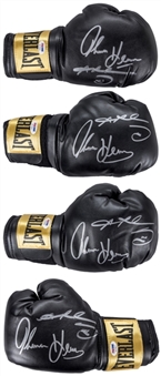 Lot of (4) Thomas Hearns and Sugar Ray Leonard Dual Signed Black Everlast Boxing Gloves (PSA/DNA)